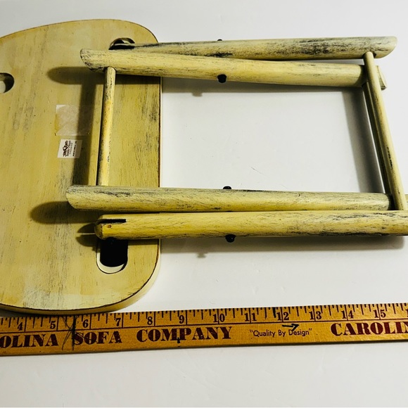 Vintage Tender Heart Treasure Cherry painted Wood Folding Stool Stand Indoor - Picture 9 of 12